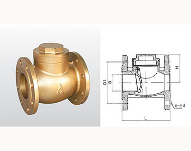 腾博tengbo9885官网黄铜法兰止回阀结构图 腾博tengbo9885官网黄铜法兰止回阀结构图