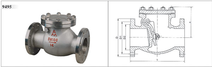 腾博tengbo9885官网铸钢法兰止回阀结构图 腾博tengbo9885官网铸钢法兰止回阀结构图